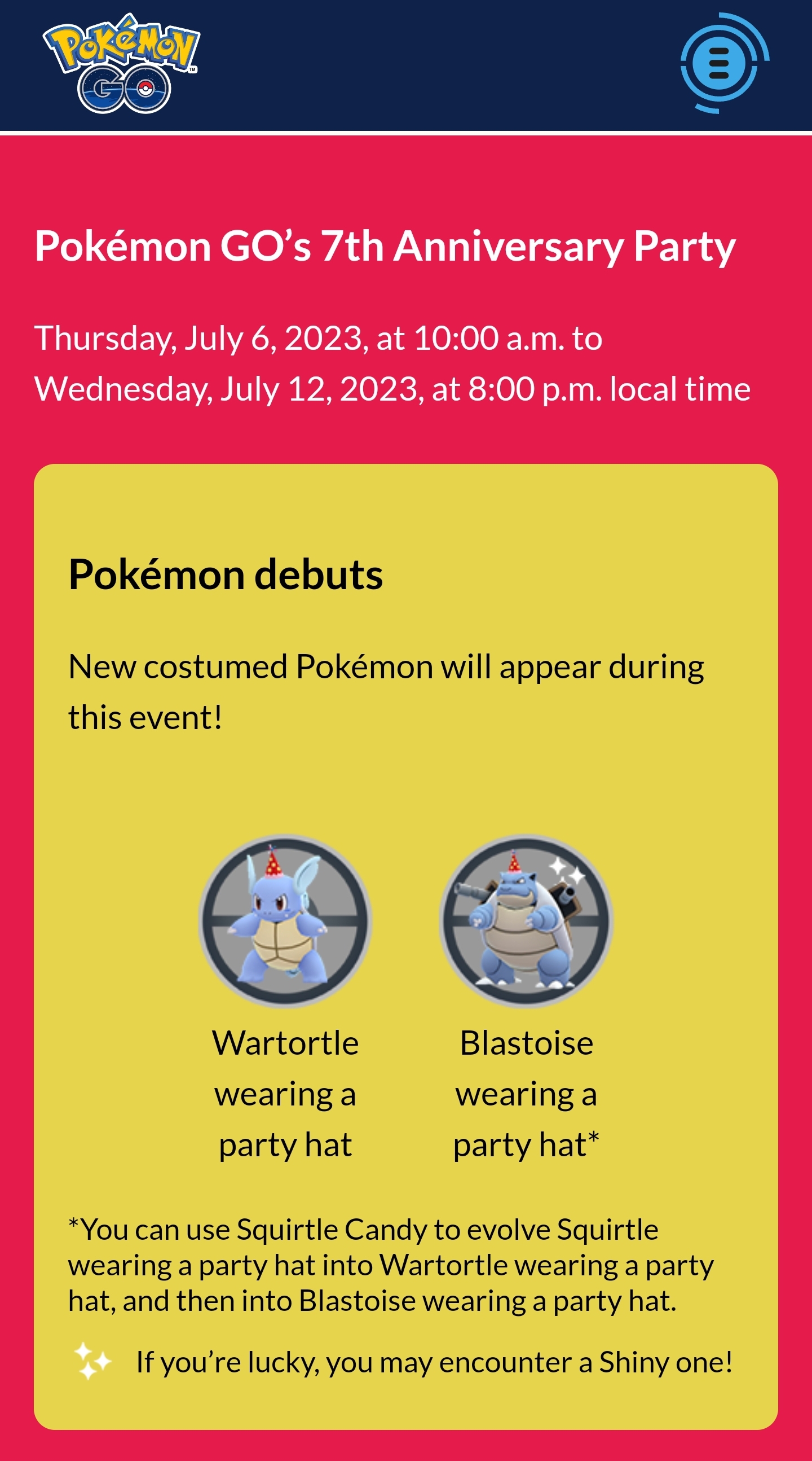 Pokémon GO 7th Anniversary Event