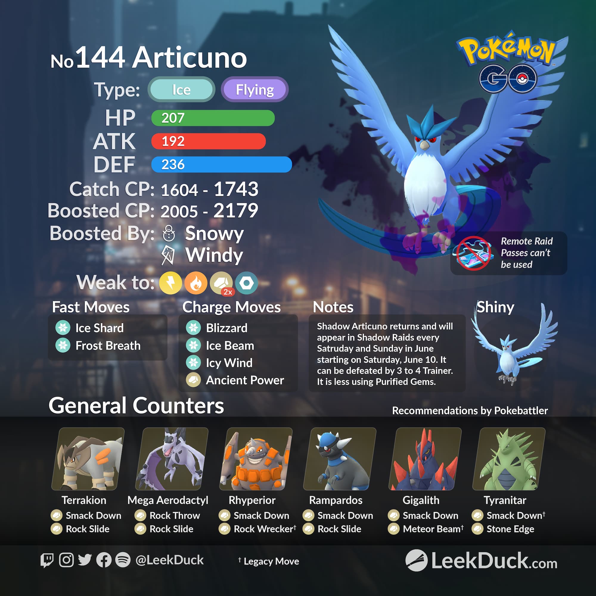 Shadow Articuno Counters - Pokemon GO Pokebattler